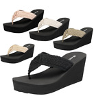 Women Wedge Heel Platform Thong Sandals Platform Comfort Casual Flip Flop Sandal