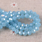 30Pcs8mm Lake Blue Round Crystal Glass Loose Spacer Beads for Jewelry Making DIY