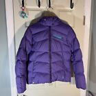 Spyder Puffer Down Filled Hoodie Ski Zip Up Jacket womens sz L Large Purple Blue