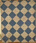 New ListingVERY EARLY 1830's Checkerboard / One Patch Antique Quilt ~BRILLIANT BLUES!