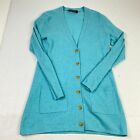 Magaschoni Cashmere Cardigan Blue Long Sleeve Button Front Knit Sweater XS *