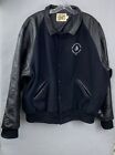 Dehen Wool Leather Varsity Jacket Black Mens XXL Cowhide Sleeves