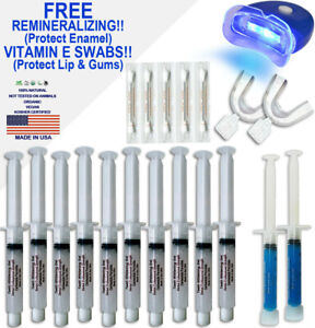 44% Dental Teeth Whitening Kit Professional System 10 Oral Gel + 1 Light USA !