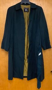 BURBERRY Vintage Belted Dark Green All Wool Burella Trench Coat Women’s Size 10