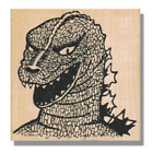 Wood Rubber Stamp, GODZILLA,Horror Movie, Monster, Animal, Scary, Reptile, Japan
