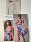Vogue Sewing Pattern Anne Klein 1223 Sleeveless Dress Pleated Front 8-14 Uncut