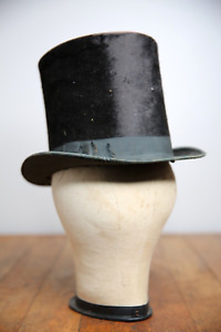Antique Top hat Black Silk Lincoln Bennett London Genuine Victorian mens beaver