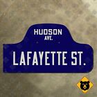 New York Brooklyn Lafayette Street Hudson Avenue humpback road sign 22x12