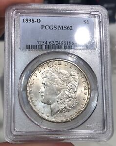 1898-O Morgan Dollar graded MS62 by PCGS Mostly White Great Coin PQ+ Nice