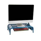 Metal Mesh Monitor Stand and Desk Organizer with Drawer, Turquoise