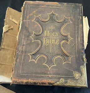 The Illustrated National Comprehensive Family Holy Bible c1880/VERY ROUGH BOOK !