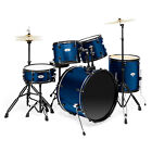 Full Size Pro Adult 5-Piece Drum Set Kit with Genuine Remo Heads - Blue