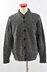 Mens XL Fisherman Outdoor Ireland Merino Wool Cardigan Sweater Gray Button Front