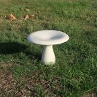 Vintage Mushroom Shaped Ceramic Bird Bath Bowl Planter Stand White 12