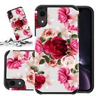 Red Floral Rubber Girl Case For Iphone 6 6s 7 8 Plus X Xr Xs Max +Tempered Glass