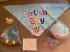 Dog birthday party kit hat, plush cake, bandana