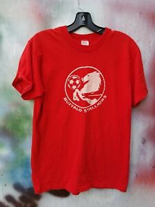 Vintage 80s Buffalo Stallions Logo MISL Soccer Tee Shirt large