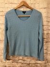 Talbots Sweater Womens XL Pullover Blue Cable Knit Pima Cotton Lightweight
