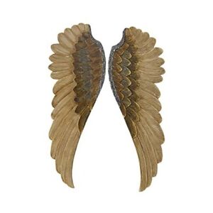 Wooden Bird Home Wall Decor Carved Angel Wings Wall Sculpture with Gold