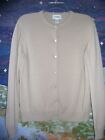 Neiman Marcus Cashmere Cardigan Sweater Size L Tan Beige Shell Buttons