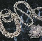 Ethnic Indian Bollywood Set Silver Oxidized Jhumka Earring Bracelet Necklace Set