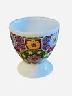 Vintage 1990’s White Floral Footed Ceramic Egg Cups Set Lot Of 6