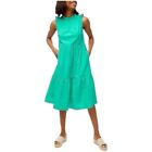 J.Crew Women's Sleeveless Tiered Ruffle Midi Cotton Lined Dress Green, Size 6