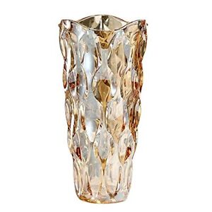 Crystal Glass Amber Vase,Flower Vase Decor for Home Dining Table Living Room,...