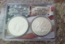 New Listing2021 $1 Type 1 & Type 2 Silver American Eagle Set Graded PCGS MS70 FS Flag Frame