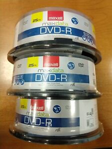 3 Packs of 25: Maxell DVD-R 4.7 GB 25 Pack 8 X 120 Minute Spindle New/Sealed 9C