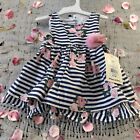 Mia & Mimi Baby Girls' Floral Striped Dress - Navy Size 6/9 Months !