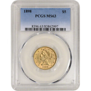 US Gold $5 Liberty Head Half Eagle - PCGS MS63 - Random Date