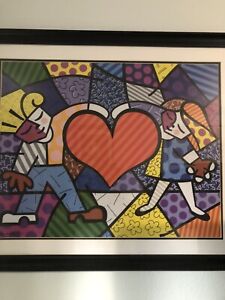 Romero Britto “Heart Kids” Newly Framed And Matted, Signed