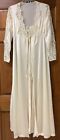 Vintage Lily of France Nylon & Lace Nightgown & Robe Peignoir Set Ivory Petite