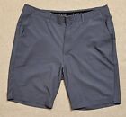 Bolle Chino Golf Shorts Men Size 38 Blue/Gray Striped Mid Stretch Flat Lightwght
