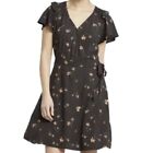 Univ Thread Navy Blue Floral Butterfly Sleeve Spring Wrap Cottage Core Dress