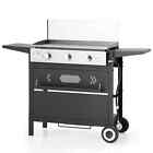3-Burner Gas Grill and Griddle Combo Small Flat Top Grill Outdoor Propane BBQ