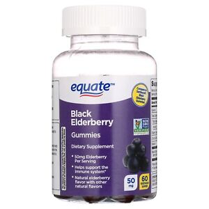 Equate Non GMO Vegetarian Gummies, Black Elderberry, 50mg, 60Count Free Shipping