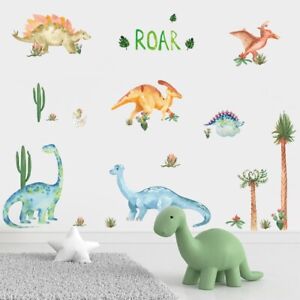 Watercolor Dinosaurs Wall Decal Sticker Nursery Boy's Bedroom Decor Peel & Stick