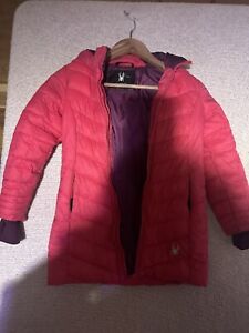 Spyder Youth Girls Junior Puffy Long Winter Outerwear Jacket PINK XS 5-6