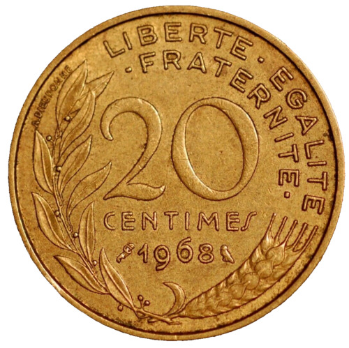 France 20 Centimes 1968 KM# 930