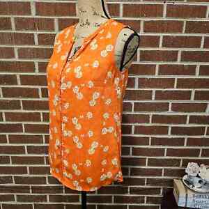 Cabi 5550 Women's Orange Vital Floral V-neck Cami Blouse Tank Top XS