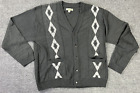 Vintage Haband Sweater Jacket Extra Large Gray White Full Button