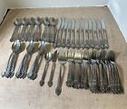 Vintage National Silver Company Rose and Leaf 75 Piece Flatware Set Stainless