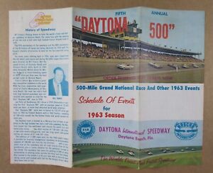 1963 Daytona 500 Speedway Race Schedule Tickets Brochure vintage original