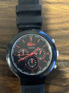 Lacoste Men's Black and Red Watch with silicone strap lc 61.29.2374
