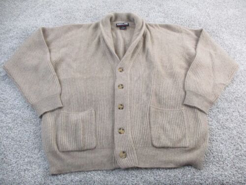 Kirkland Cashmere Heavy Knit Shawl Buttons Pockets Sweater Cardigan Beige XXL