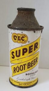 C & C Super Root Beer 6 Oz Cone Top Soda Can Vintage Rare