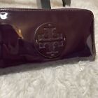 Tory Burch Stacked Patent Zip Continental Purple Iris Wallet Used Multiple Cards