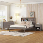 LZ LEISURE ZONE Bedroom Sets, 3 Piece Bedroom Sets with Full Size Platform Bed,